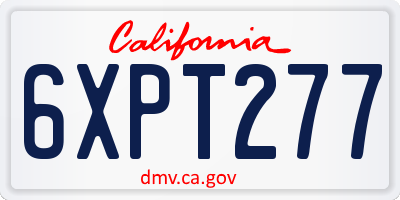 CA license plate 6XPT277