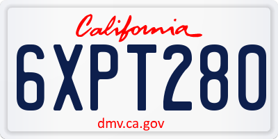CA license plate 6XPT280