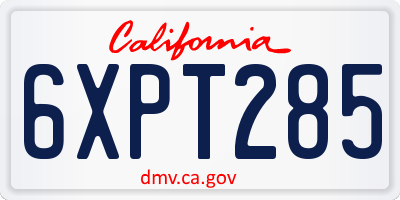 CA license plate 6XPT285