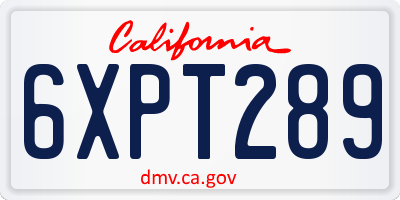 CA license plate 6XPT289