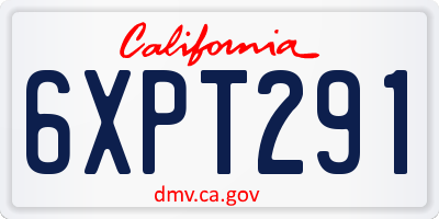 CA license plate 6XPT291