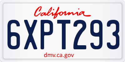 CA license plate 6XPT293