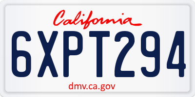 CA license plate 6XPT294