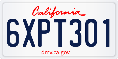 CA license plate 6XPT301