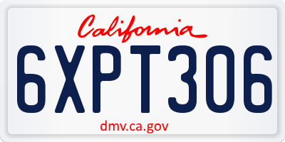 CA license plate 6XPT306