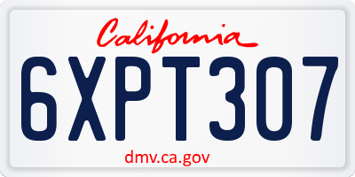 CA license plate 6XPT307