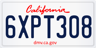 CA license plate 6XPT308
