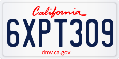 CA license plate 6XPT309