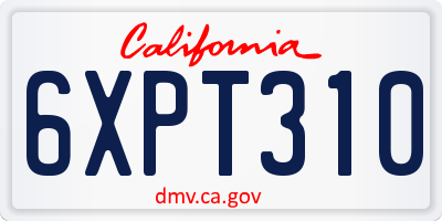 CA license plate 6XPT310