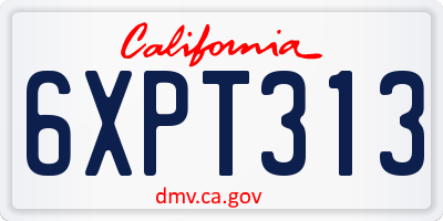 CA license plate 6XPT313