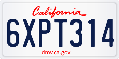 CA license plate 6XPT314