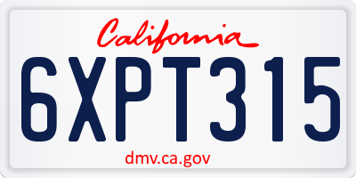 CA license plate 6XPT315