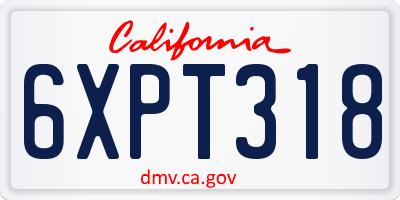 CA license plate 6XPT318