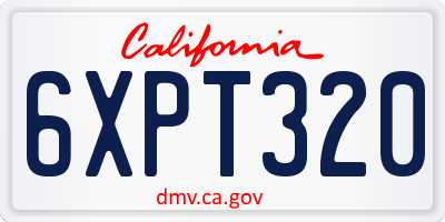 CA license plate 6XPT320