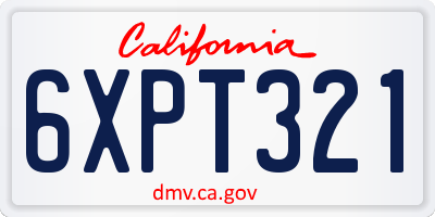 CA license plate 6XPT321