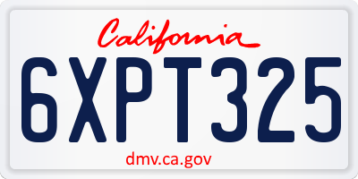 CA license plate 6XPT325