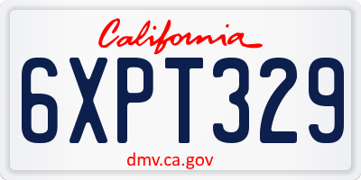 CA license plate 6XPT329