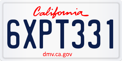 CA license plate 6XPT331