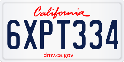 CA license plate 6XPT334