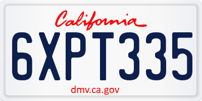CA license plate 6XPT335