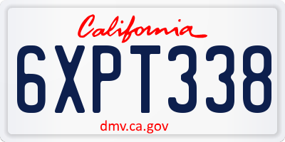 CA license plate 6XPT338