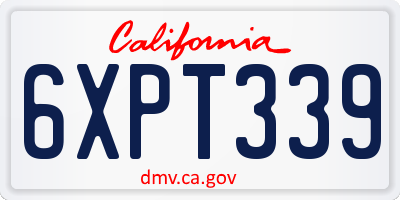 CA license plate 6XPT339