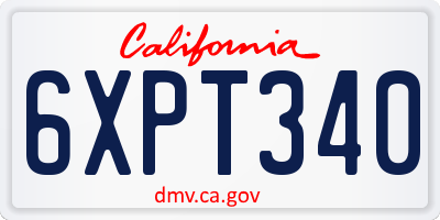 CA license plate 6XPT340