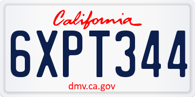 CA license plate 6XPT344