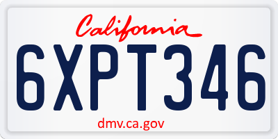 CA license plate 6XPT346