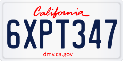 CA license plate 6XPT347