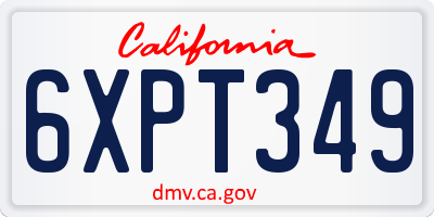 CA license plate 6XPT349