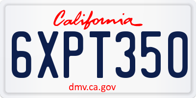 CA license plate 6XPT350