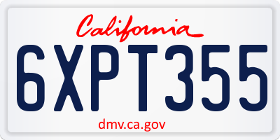 CA license plate 6XPT355