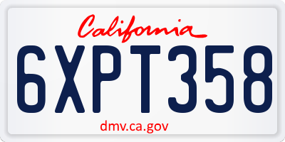 CA license plate 6XPT358