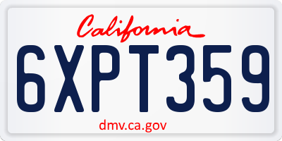 CA license plate 6XPT359
