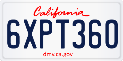 CA license plate 6XPT360