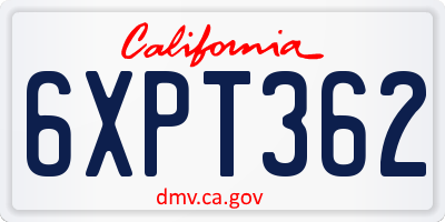 CA license plate 6XPT362