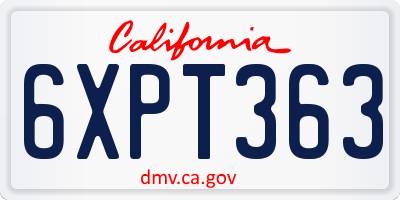 CA license plate 6XPT363