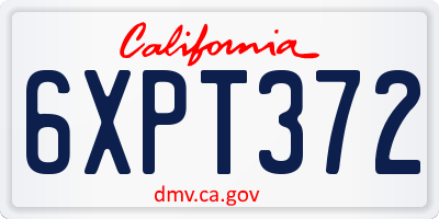 CA license plate 6XPT372