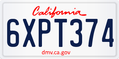CA license plate 6XPT374
