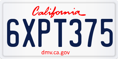 CA license plate 6XPT375