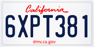 CA license plate 6XPT381