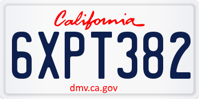 CA license plate 6XPT382
