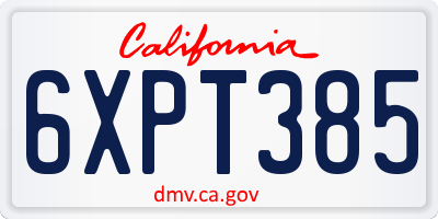 CA license plate 6XPT385