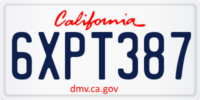 CA license plate 6XPT387