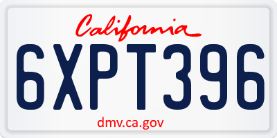 CA license plate 6XPT396