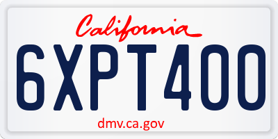 CA license plate 6XPT400