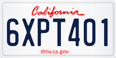 CA license plate 6XPT401