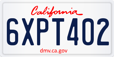 CA license plate 6XPT402