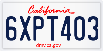 CA license plate 6XPT403